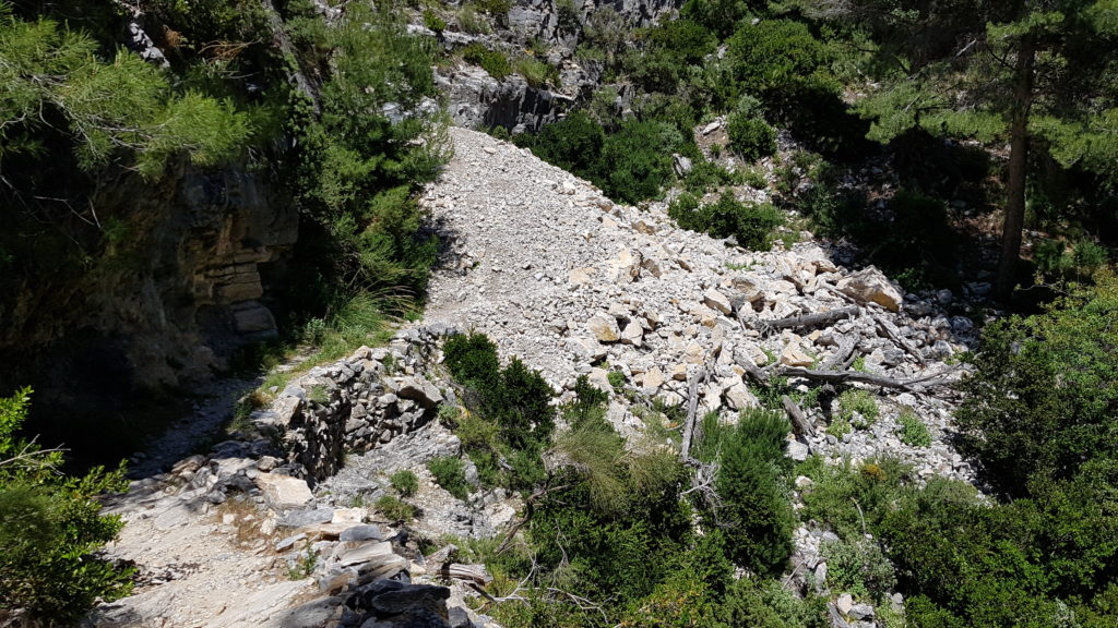 Vista del Derrumbe de piedras una vez superado