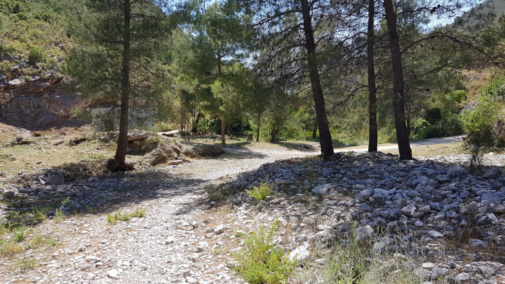 Cruce con la pista. Desvío a la derecha