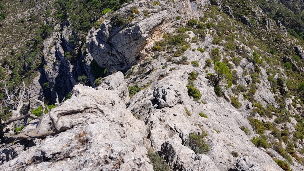 Vista del filo rocoso a descender