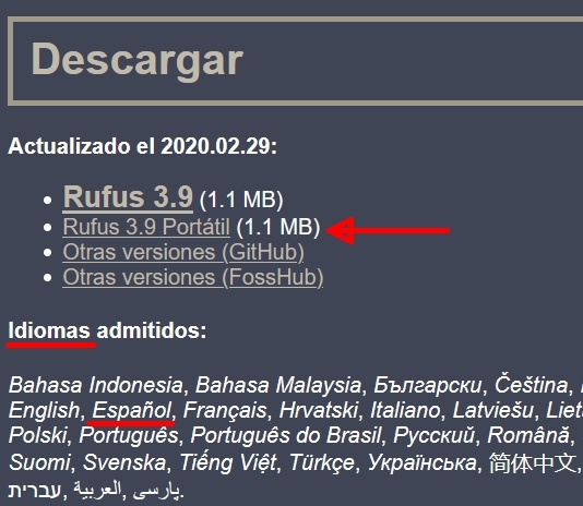 Descargar RUFUS