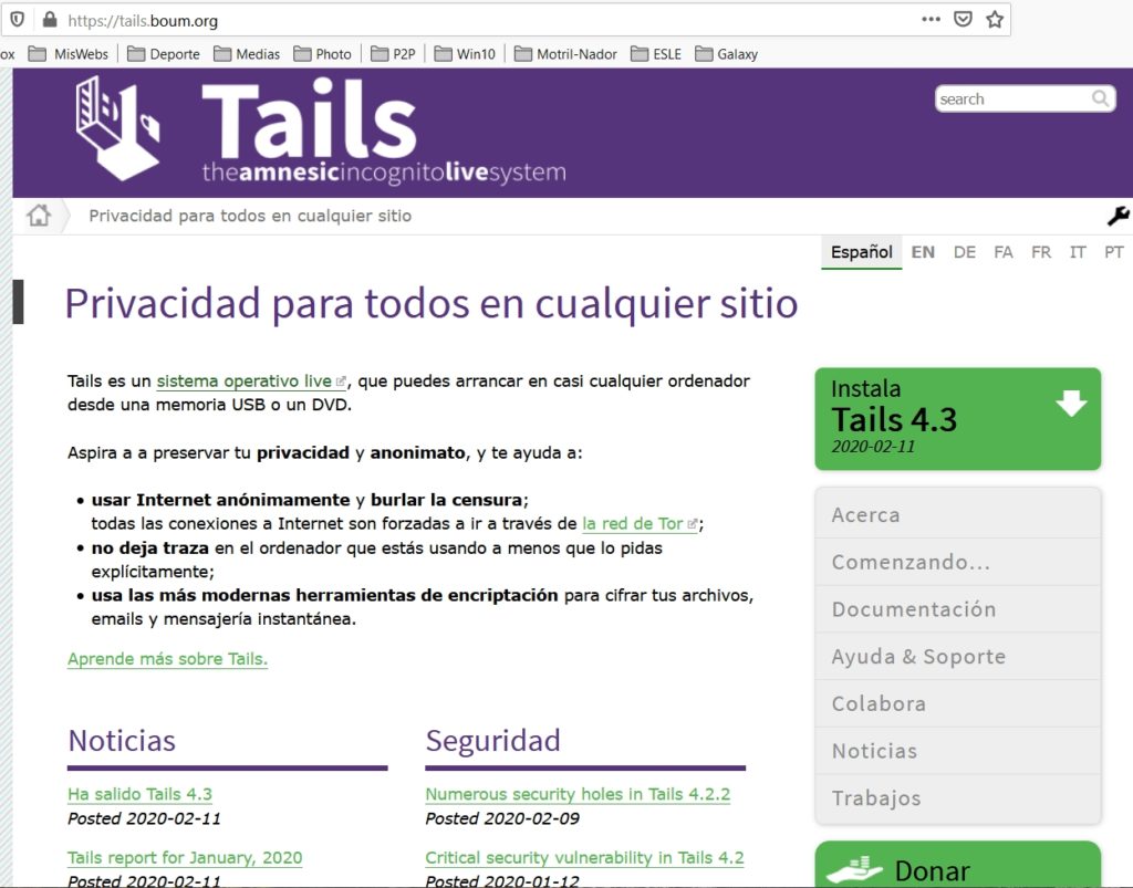 TAILS LIVE SYSTEM Página oficial Tails